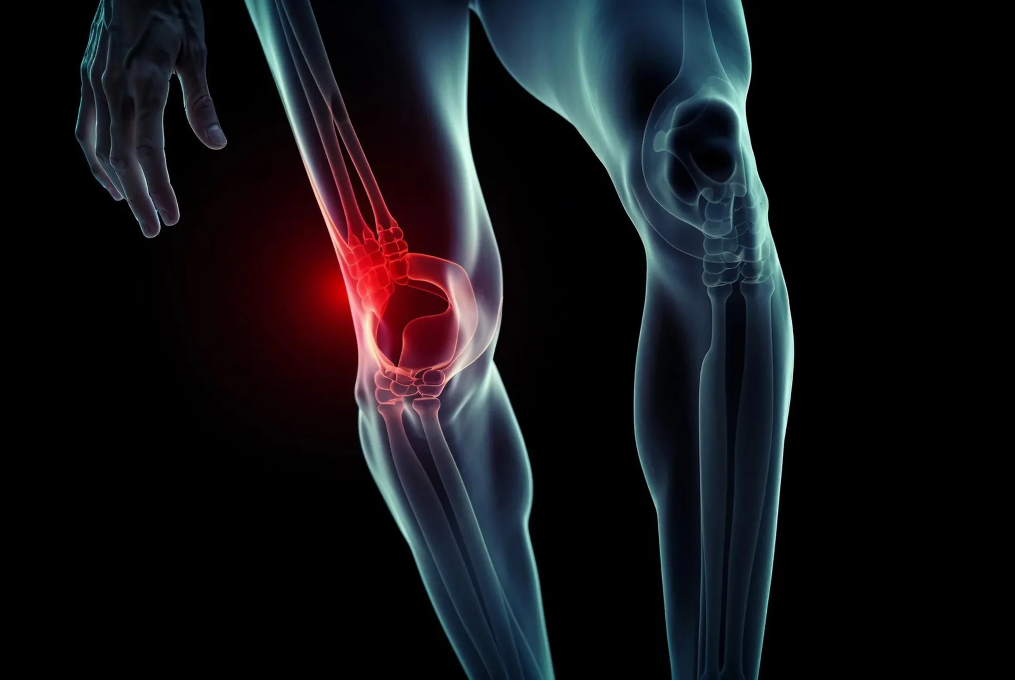 A rendered knee with the joint lit up